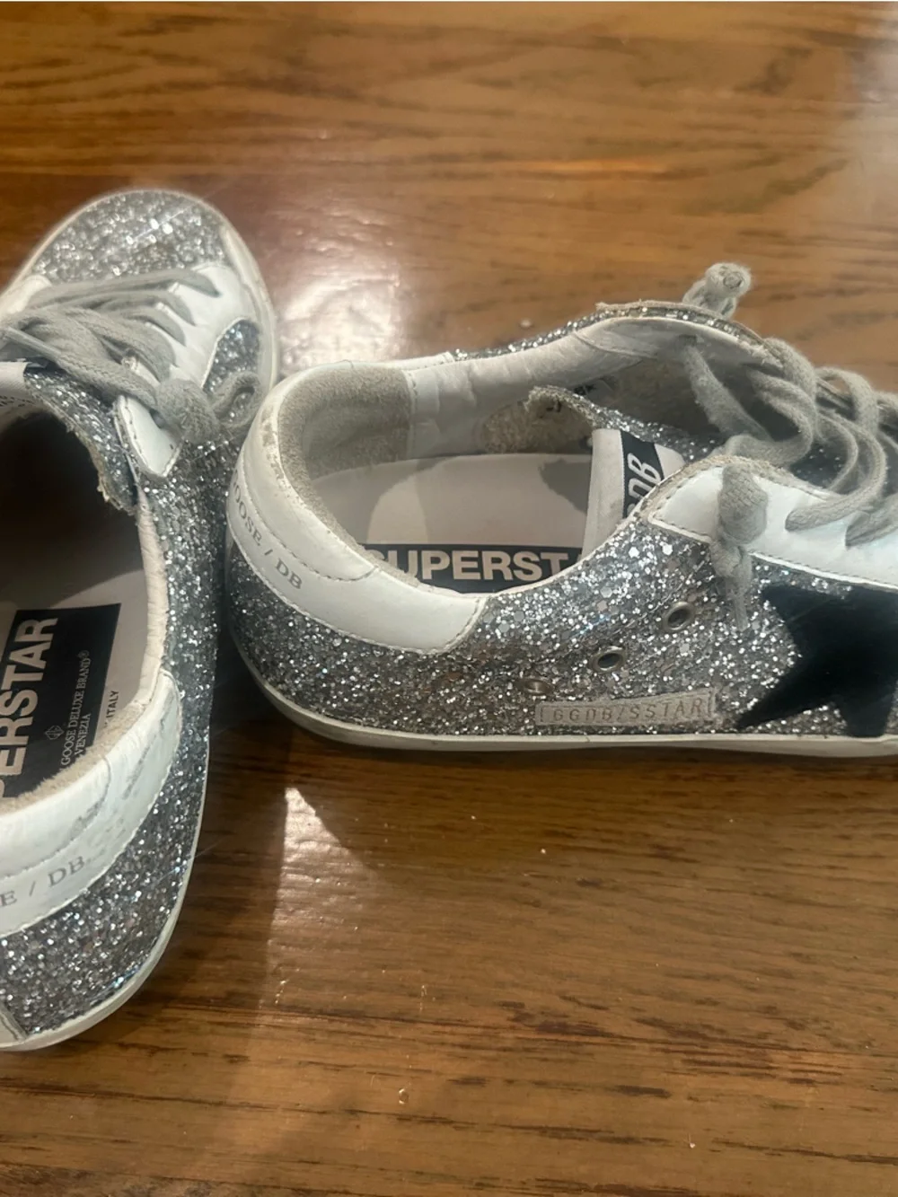 Golden Goose Silver Glitter Sneakers with Black Star - Picture 3 of 3